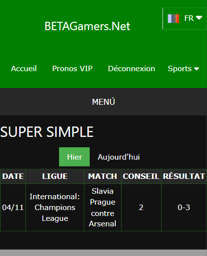 pari VIP gagné ticket